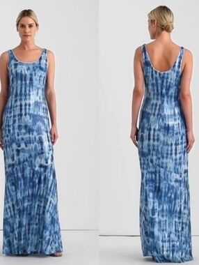 NWT Ralph Lauren Blue Tie-Dye Sequin Maxi Dress Gown Size 10 Or Large Formal
